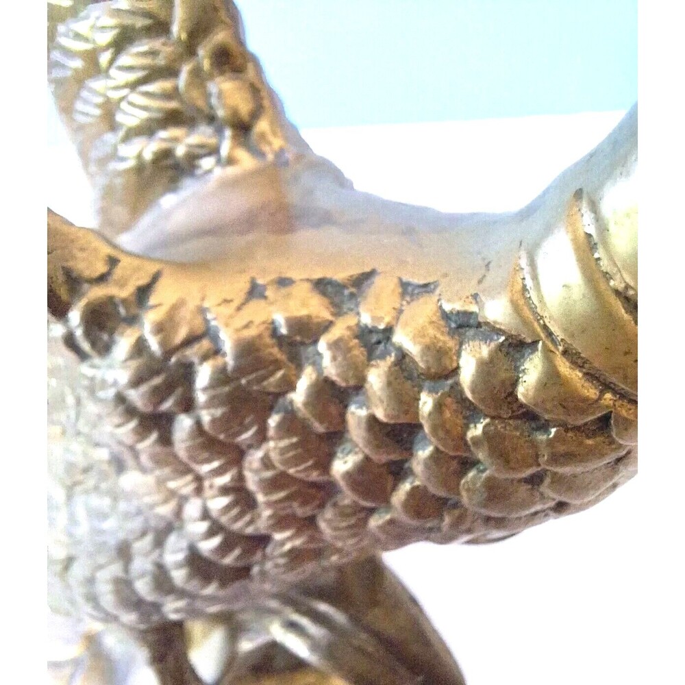 VTG Heavy Solid Brass Duck Fowl Taking Flight Sculpture Nice Patina & Detail - Picture 12 of 14